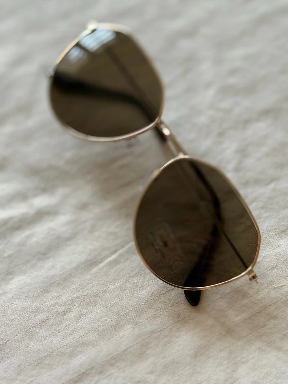 Gold Metal Round Sunglasses with Brown Lenses